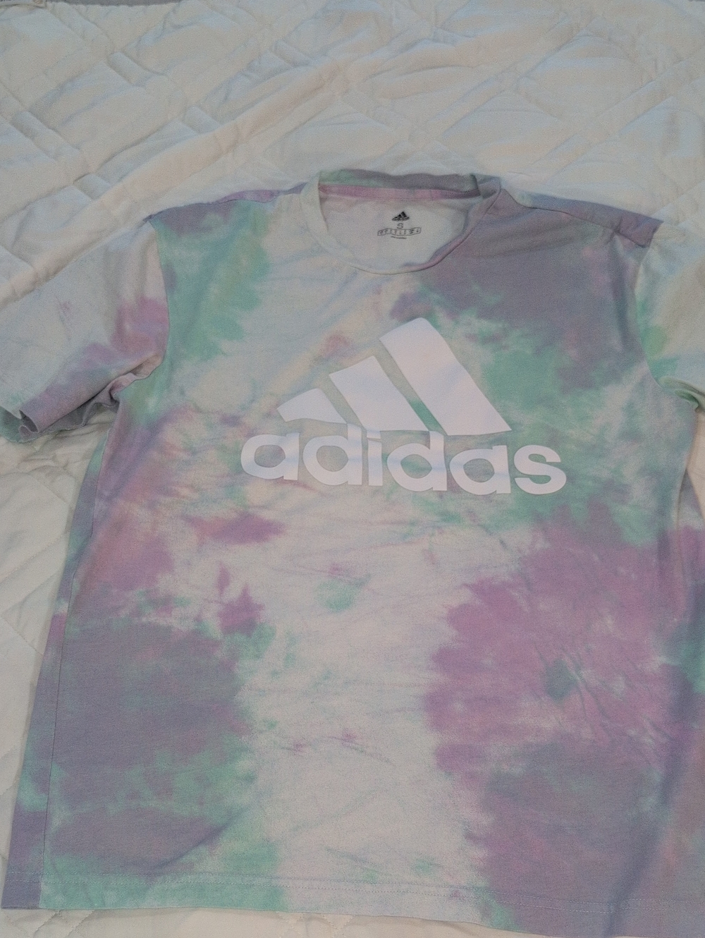 adidas Pastel Tie-Dye Logo Tee in Lavender & Mint